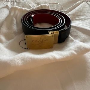 Prada Black and Red Reversible Belt